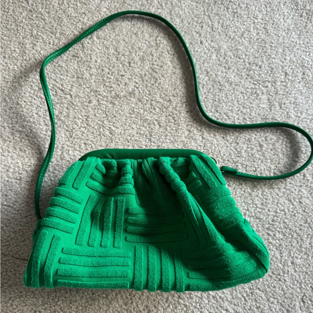 Green purse with long strap